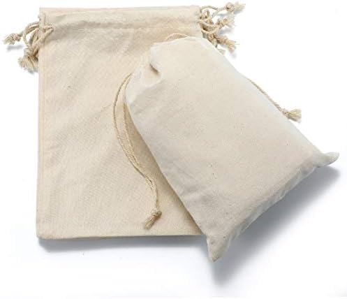 Bolsas de Algodón con Cuerda DRQ - Pouches Ecológicos de Muselina para Regalos y Fiestas (5 x 7 pulgadas) - 50 Piezas de Tela de Algodón Sin Blanquear - imagen 2