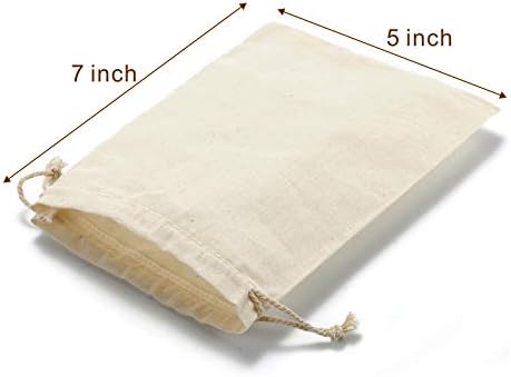 Bolsas de Algodón con Cuerda DRQ - Pouches Ecológicos de Muselina para Regalos y Fiestas (5 x 7 pulgadas) - 50 Piezas de Tela de Algodón Sin Blanquear - imagen 5