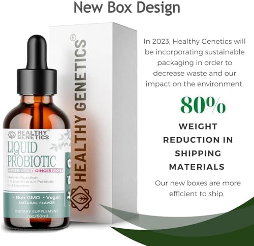 Probioticos Líquidos Healthy Genetics para Mujeres, Hombres y Niños | Prebiótico + Jengibre + Probióticos para la Salud Digestiva | 30 Porciones, Sin - imagen 6