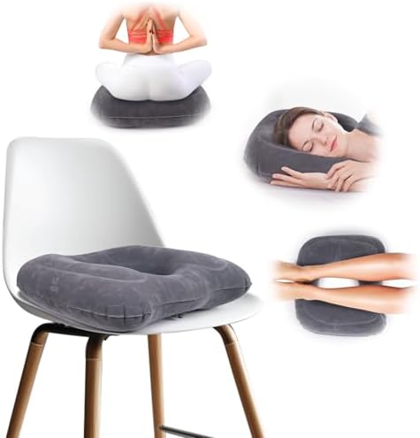 Cojín Inflable AirSwim para Hemorroides, Almohada Donut para Dolor de Coccix, Cojín Ajustable para Sillas, Postparto, 17.7'' x 15.4'' x 4.3'' (Gris) - imagen 2