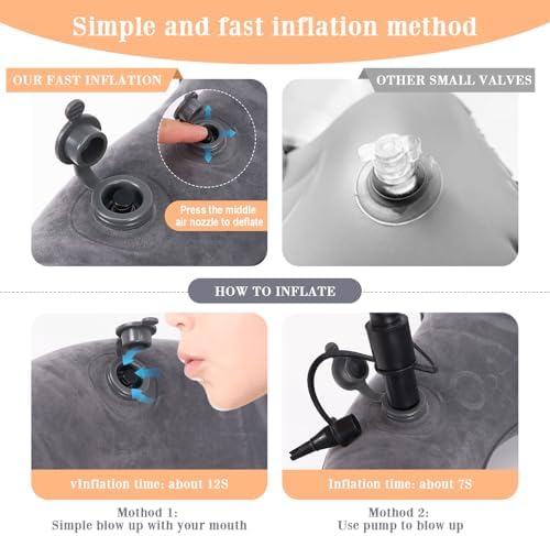 Cojín Inflable AirSwim para Hemorroides, Almohada Donut para Dolor de Coccix, Cojín Ajustable para Sillas, Postparto, 17.7'' x 15.4'' x 4.3'' (Gris) - imagen 8
