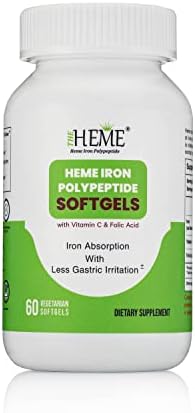 Pharmvista Heme Iron Polypeptide Softgels con Vitamina C y Ácido Fólico - Sin Gluten, No Transgénico - 60 Cápsulas - imagen 1
