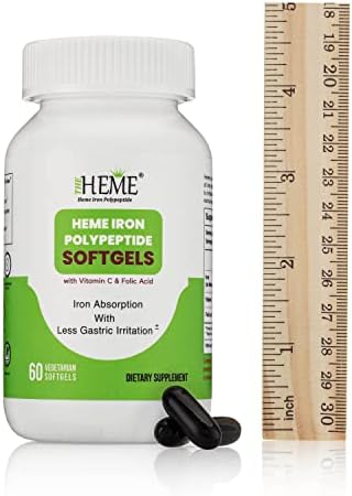 Pharmvista Heme Iron Polypeptide Softgels con Vitamina C y Ácido Fólico - Sin Gluten, No Transgénico - 60 Cápsulas - imagen 4