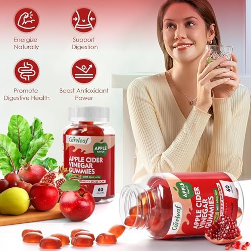 Gomitas de Vinagre de Sidra de Manzana Careleaf, 1000mg AVC y Vitaminas B6 y B12, 60 piezas para Metabolismo, Digestión, Detox y Salud Inmunológica - imagen 6