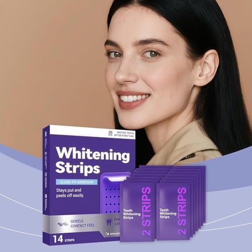 Tiras Blanqueadoras de Dientes Moradas, Suaves para Reducir Manchas y Brillo Natural, Portátiles para Uso en Casa o en Movimiento, 14 Tiras - imagen 2