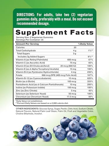 Gomitas Multivitamínicas para Hombres Nature's Truth | 70 Piezas | Sabor Arándano | Con B12, D3 y Zinc | Suplemento Vegetariano, No GMO y Sin Gluten - imagen 2