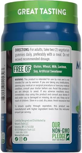 Gomitas Multivitamínicas para Hombres Nature's Truth | 70 Piezas | Sabor Arándano | Con B12, D3 y Zinc | Suplemento Vegetariano, No GMO y Sin Gluten - imagen 7
