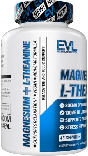 Suplemento de Magnesio L-Teanina - Evlution Nutrition Mind & Body, Magnesio Calmante con L-Teanina para Enfoque y Relajación - Vegano, No GMO y Libre - imagen 4