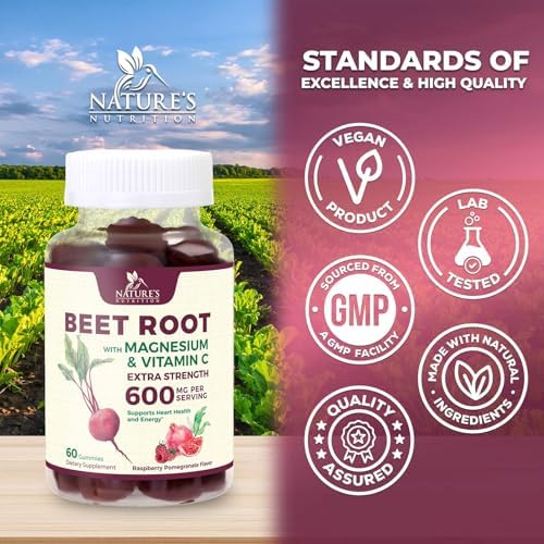 Gomitas de Remolacha - Suplemento Superfood con Extracto de Remolacha, Vitamina C y Magnesio - Apoya Energía, Salud Cardiaca y Producción de Óxido - imagen 4