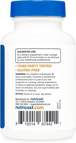 Nutricost Vitamina D3 1000 IU en Softgels, 240 Softgels - Sin OGM y Libre de Gluten - imagen 4