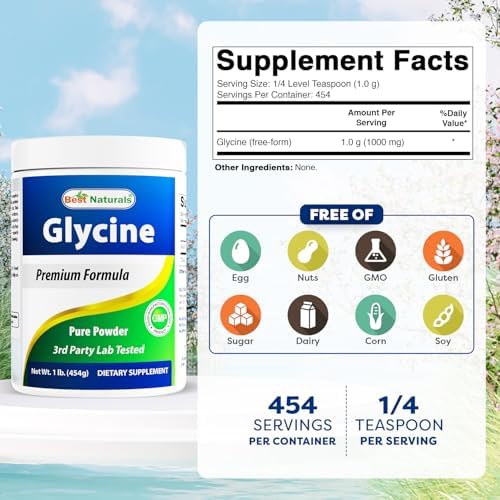 Mejor Naturales Polvo de Glicina 1 LB - Soporte para Neurotransmisores y Relajación - imagen 2
