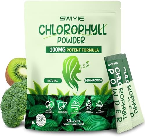 Polvo de Clorofila Swiyie – 100mg de Clorofila Líquida para Beber – Suplemento Natural Detox Herbal – Apoya el Intestino y el Aliento – Fórmula de - imagen 1