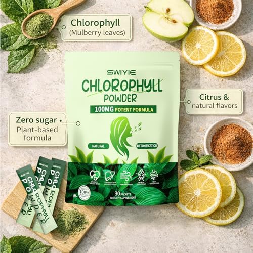 Polvo de Clorofila Swiyie – 100mg de Clorofila Líquida para Beber – Suplemento Natural Detox Herbal – Apoya el Intestino y el Aliento – Fórmula de - imagen 3