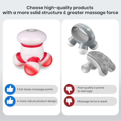 Masajeador de Mano Cotsoco Mini Portátil, Vibrador con Luz LED para Alivio de Dolor en Cuerpo, Cabeza, Cuello, Espalda, Piernas y Brazos, Funciona - imagen 3