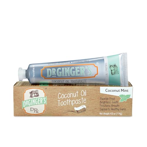 Pasta de Dientes Dr. Ginger's con Aceite de Coco, Sin Flúor ni Colorantes, Sabor Coco Menta, Orgánica, 4 oz, Blanquea y Refresca aliento - imagen 3