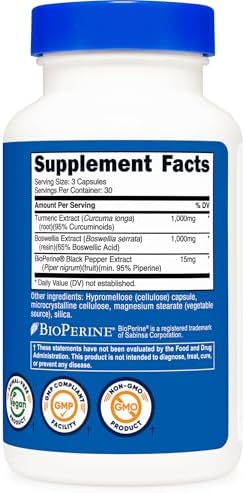 Suplemento de Cúrcuma + Boswellia Nutricost (2000mg) 90 Cápsulas - con BioPerine® (15mg), 95% Curcuminoides, 30 Porciones - imagen 5
