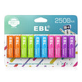 Baterías Recargables EBL AA 2500mAh 1.2V Ni-MH Paquete de 10 Baterías Doble AA - imagen 1