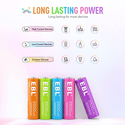Baterías Recargables EBL AA 2500mAh 1.2V Ni-MH Paquete de 10 Baterías Doble AA - imagen 5