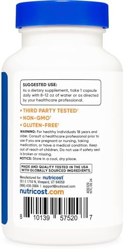 Nutricost Lactobacillus Acidophilus 500 Millones de UFC por Porción (120 Cápsulas) - imagen 4