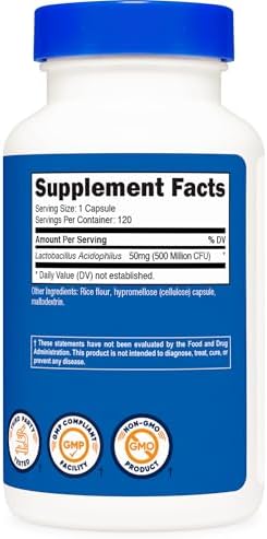Nutricost Lactobacillus Acidophilus 500 Millones de UFC por Porción (120 Cápsulas) - imagen 5