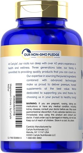 Carlyle Citrato de Magnesio | 1,800mg | 120 Tabletas Recubiertas | Suplemento Vegetariano, No Transgénico y Libre de Gluten - imagen 3