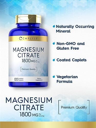 Carlyle Citrato de Magnesio | 1,800mg | 120 Tabletas Recubiertas | Suplemento Vegetariano, No Transgénico y Libre de Gluten - imagen 4