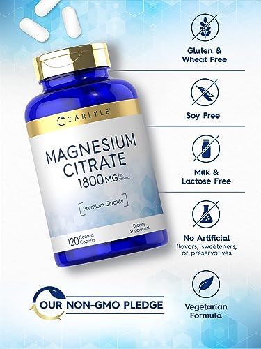 Carlyle Citrato de Magnesio | 1,800mg | 120 Tabletas Recubiertas | Suplemento Vegetariano, No Transgénico y Libre de Gluten - imagen 5