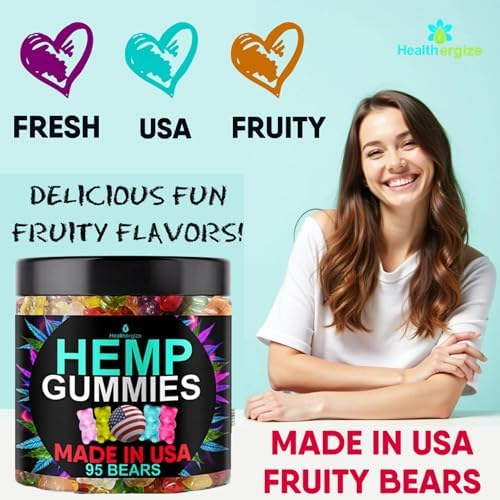 Gomitas de Cáñamo para Dormir, Relajación y Enfoque - Sabor Frutal Natural - Con Aceite de Semilla de Cáñamo - Hechas en EE. UU. - 95 Piezas - imagen 5