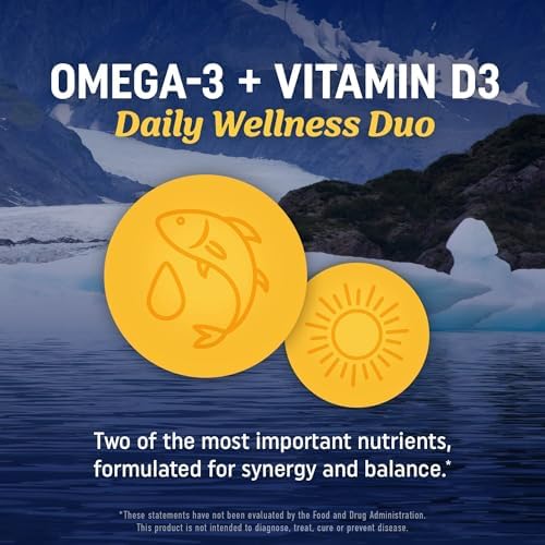 Aceite de Pescado Omega 3 con Vitamina D3 | 1280MG Omega 3 + 1000UI Vit D3 para Salud del Corazón, Inmunidad y Huesos | Suplemento EPA DHA Omega 3 | - imagen 3