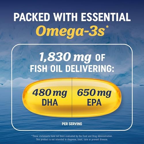 Aceite de Pescado Omega 3 con Vitamina D3 | 1280MG Omega 3 + 1000UI Vit D3 para Salud del Corazón, Inmunidad y Huesos | Suplemento EPA DHA Omega 3 | - imagen 5