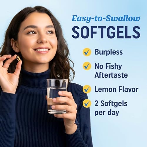 Aceite de Pescado Omega 3 con Vitamina D3 | 1280MG Omega 3 + 1000UI Vit D3 para Salud del Corazón, Inmunidad y Huesos | Suplemento EPA DHA Omega 3 | - imagen 8