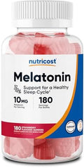 Nutricost Melatonina 10mg, 180 Gomas de Fresa - Sin Gluten, No Transgénico, Sin Jarabe de Maíz - imagen 1