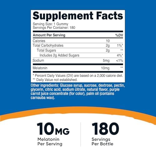 Nutricost Melatonina 10mg, 180 Gomas de Fresa - Sin Gluten, No Transgénico, Sin Jarabe de Maíz - imagen 2