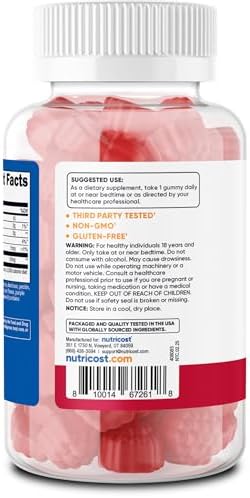 Nutricost Melatonina 10mg, 180 Gomas de Fresa - Sin Gluten, No Transgénico, Sin Jarabe de Maíz - imagen 4