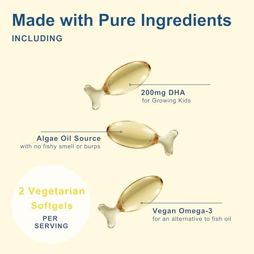 Omega-3 para Niños Micro Ingredients, 240 Cápsulas Veganas de Aceite de Pescado | 200mg DHA | Sabor a Limón | Alternativa de Algas Sin Sabor a Pescado - imagen 3