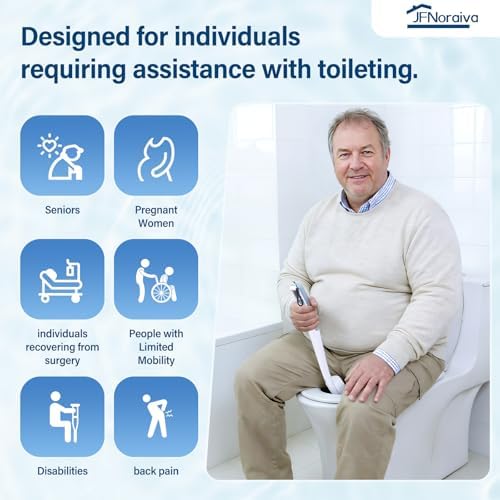 Ayuda para Limpiar el Trasero JFNoraiva – Ideal para Personas con Sobrepeso, Ancianos, Discapacitados y Post Cirugía, Cabezal Intercambiable y Mango - imagen 2