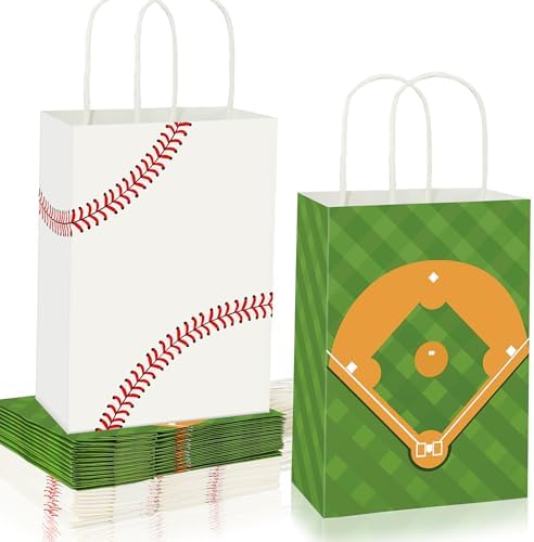 24 Piezas de Bolsas de Regalo para Fiesta de Béisbol, Bolsas de Papel con Asas para Fiestas Infantiles, Temática de Béisbol, Sorpresas y Dulces - imagen 1