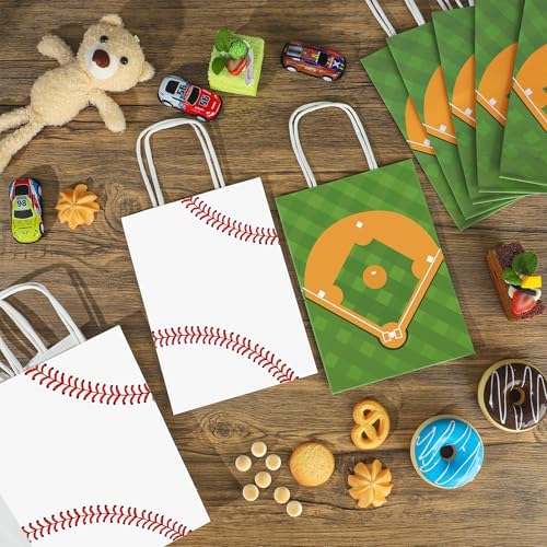 24 Piezas de Bolsas de Regalo para Fiesta de Béisbol, Bolsas de Papel con Asas para Fiestas Infantiles, Temática de Béisbol, Sorpresas y Dulces - imagen 3