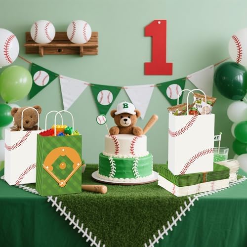 24 Piezas de Bolsas de Regalo para Fiesta de Béisbol, Bolsas de Papel con Asas para Fiestas Infantiles, Temática de Béisbol, Sorpresas y Dulces - imagen 6