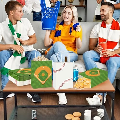 24 Piezas de Bolsas de Regalo para Fiesta de Béisbol, Bolsas de Papel con Asas para Fiestas Infantiles, Temática de Béisbol, Sorpresas y Dulces - imagen 7