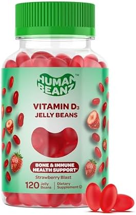 Gomitas de Vitamina D3 Human Beanz para Adultos, 2000 IU, Soporte Inmunológico, Suplementos Vegetarianos, 120 Gominolas de Fresa, Kosher - imagen 1