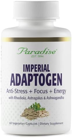 Paradise Herbs, Adaptógenos Imperiales con Ashwagandha, Astrágalo y Rhodiola, Mezcla Propietaria para Apoyo al Estrés, Enfoque y Energía, 60 Cápsulas - imagen 1