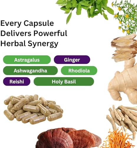 Paradise Herbs, Adaptógenos Imperiales con Ashwagandha, Astrágalo y Rhodiola, Mezcla Propietaria para Apoyo al Estrés, Enfoque y Energía, 60 Cápsulas - imagen 3