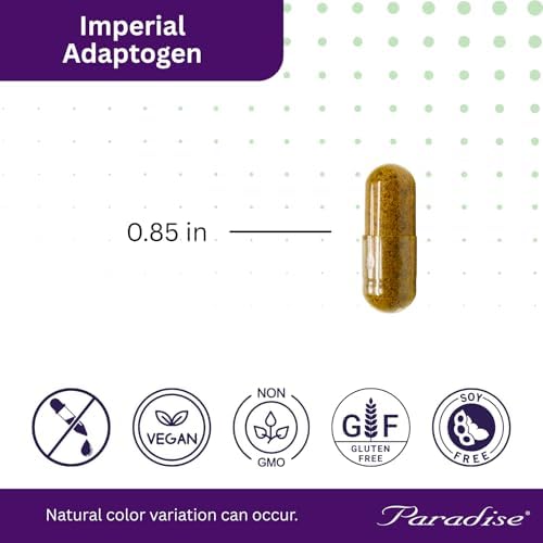 Paradise Herbs, Adaptógenos Imperiales con Ashwagandha, Astrágalo y Rhodiola, Mezcla Propietaria para Apoyo al Estrés, Enfoque y Energía, 60 Cápsulas - imagen 4