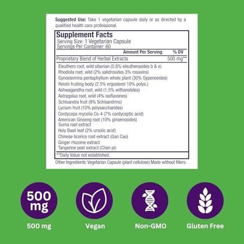 Paradise Herbs, Adaptógenos Imperiales con Ashwagandha, Astrágalo y Rhodiola, Mezcla Propietaria para Apoyo al Estrés, Enfoque y Energía, 60 Cápsulas - imagen 6