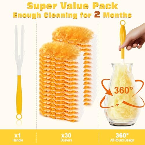 Repuestos de Duster Pesado 360° para Swiffer, Paquete de 30 y 1 Mango, Kit de Limpieza Electrostática 4X Más Rápido, Ideal para Pelo de Mascotas y - imagen 5