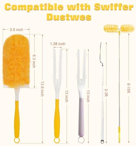 Repuestos de Duster Pesado 360° para Swiffer, Paquete de 30 y 1 Mango, Kit de Limpieza Electrostática 4X Más Rápido, Ideal para Pelo de Mascotas y - imagen 7