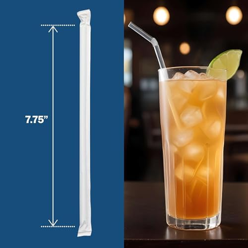 Popotes de Plástico Transparentes Desechables - 400 Popotes Flexibles Envuelto Individualmente - 7.75 para Smoothies, Café, Alcohol, Jugo y Más - imagen 2
