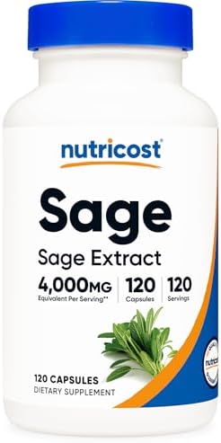 Extracto de Salvia Nutricost 120 Cápsulas - 120 Porciones por Botella, Suplemento Vegano, Libre de OGM y Gluten - imagen 1