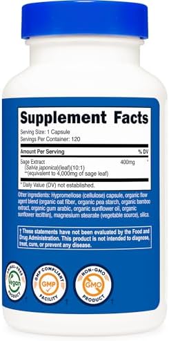 Extracto de Salvia Nutricost 120 Cápsulas - 120 Porciones por Botella, Suplemento Vegano, Libre de OGM y Gluten - imagen 5